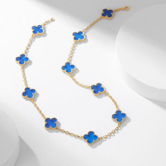 [Together]CLOVER 10 MOTIFS BLUE AGATE NECKLACE