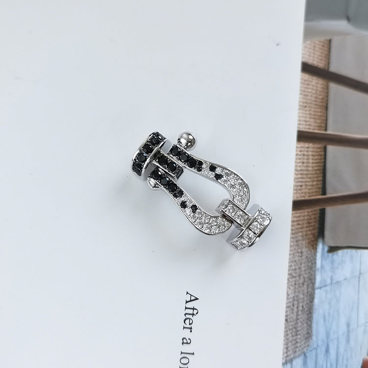 [Together Jewelry]FORCE LARGE HORSESHOE BLACK WHITE DIAMOND BRACELET ROSE GOLD