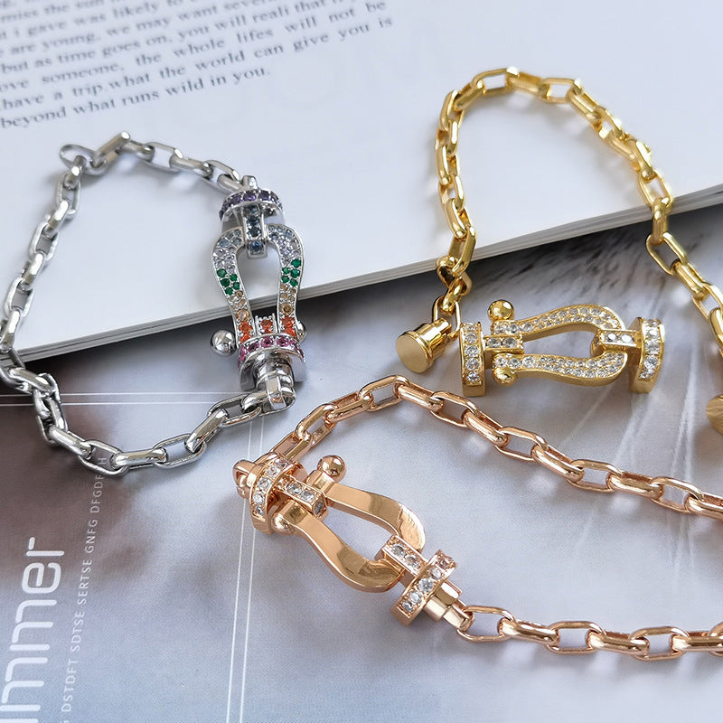 [Together Jewelry]FORCE LARGE HORSESHOE CLASP  METAL BRACELET