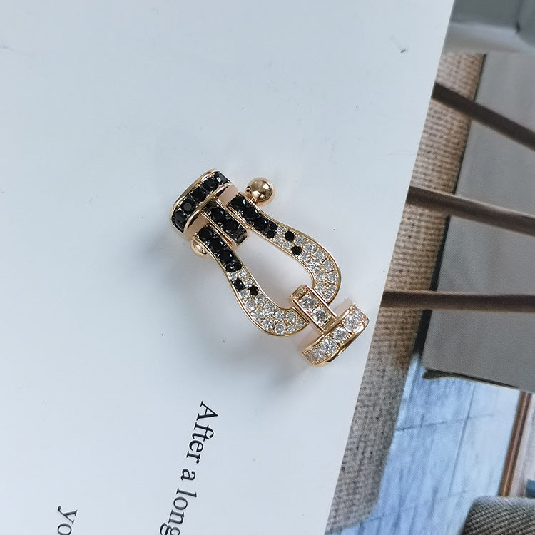 [Together Jewelry]FORCE LARGE HORSESHOE BLACK WHITE DIAMOND BRACELET SILVER