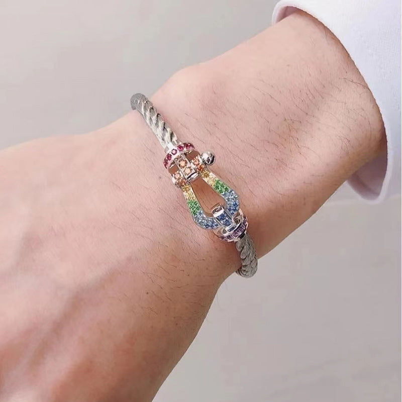 [Together Jewelry]FORCE LARGE HORSESHOE  COLORED DIAMOND BRACELET ROSE GOLD