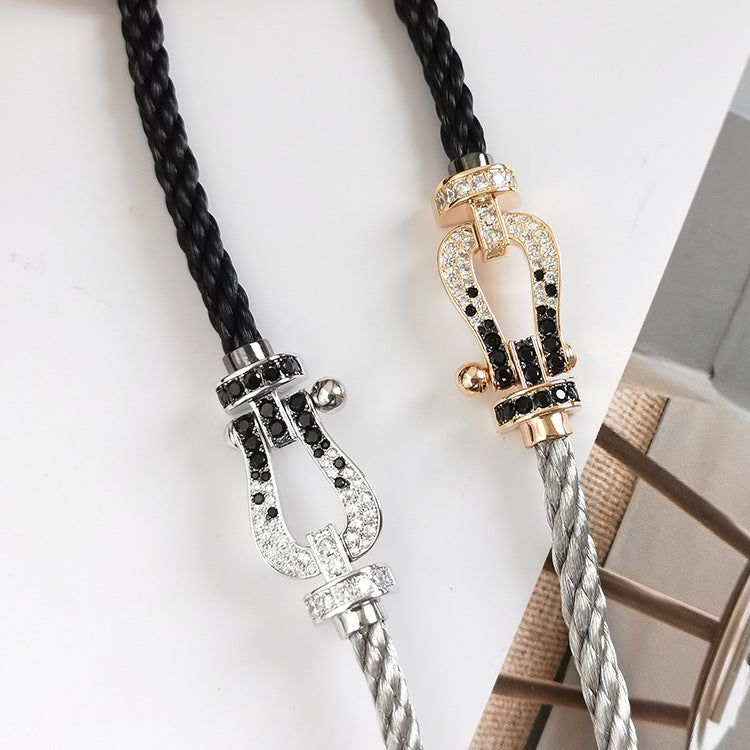 [Together Jewelry]FORCE LARGE HORSESHOE BLACK WHITE DIAMOND BRACELET ROSE GOLD
