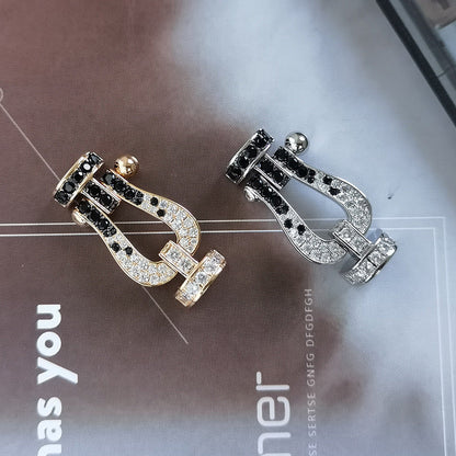 [Together Jewelry]FORCE LARGE HORSESHOE BLACK WHITE DIAMOND BRACELET SILVER