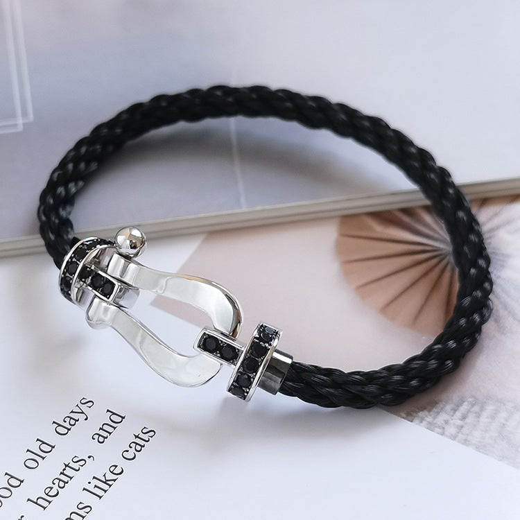 [Together Jewelry]FORCE LARGE HORSESHOE BLACK DIAMOND BRACELET SILVER