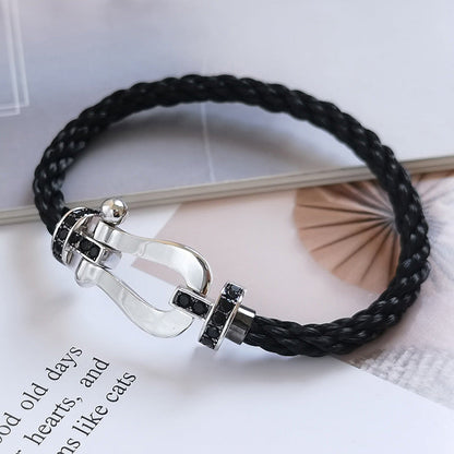 [Together Jewelry]FORCE LARGE HORSESHOE BLACK DIAMOND BRACELET SILVER