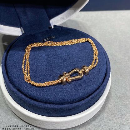 [Together Jewelry]FORCE SMALL HORSESHOE  DIAMOND CHAIN ROPE BRACELET