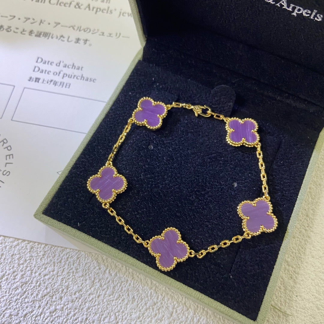 [Together]CLOVER  5 MOTIFS  PURPLE VIOLET BRACELET