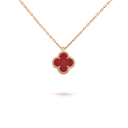 [Together]CLOVER MINI 9.5MM WHITE CARNELIANS NECKLACE