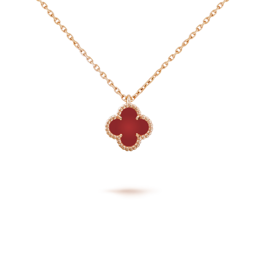 [Together]CLOVER MINI 9.5MM WHITE CARNELIANS NECKLACE