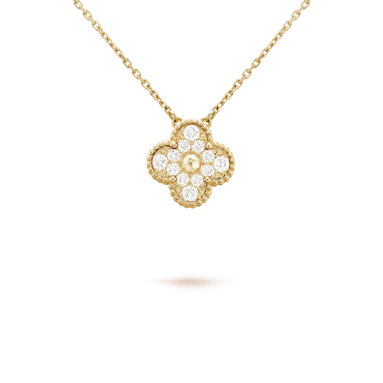 [Together]CLOVER 15MM DIAMOND SINGLE FLOWER NECKLACE