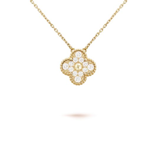 [Together]CLOVER 15MM DIAMOND SINGLE FLOWER NECKLACE