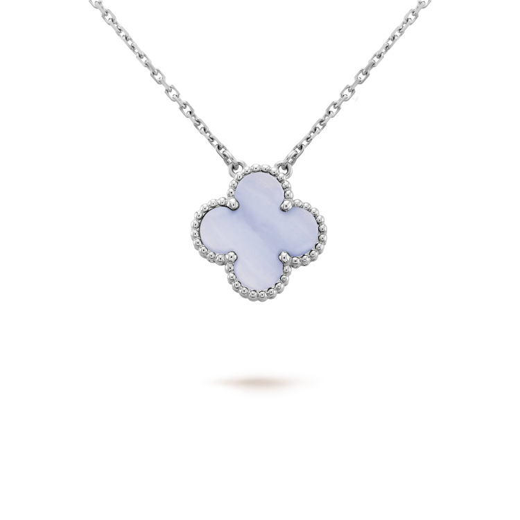 [Together]CLOVER 15MM BLUE CHALCEDONY NECKLACE SILVER
