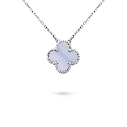 [Together]CLOVER 15MM BLUE CHALCEDONY NECKLACE SILVER