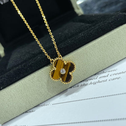 [Together]CLOVER 15MM DIAMOND AND YELLOW TIGER'S EYE AGATE necklace