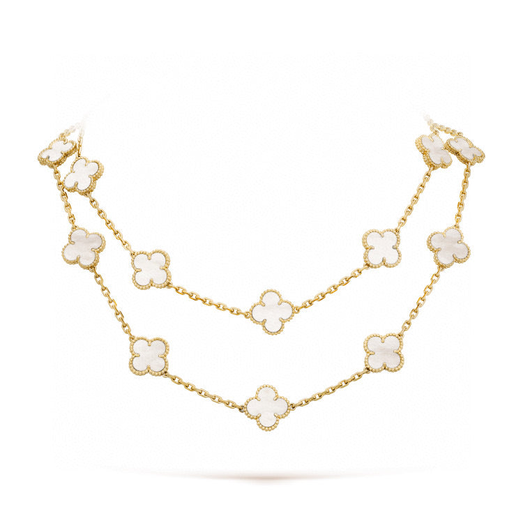 [Together]CLOVER 20 MOTIFS WHITE MOP NECKLACE