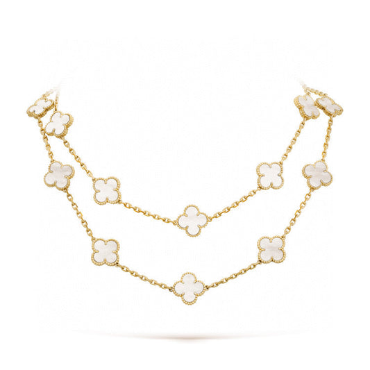 [Together]CLOVER 20 MOTIFS WHITE MOP NECKLACE