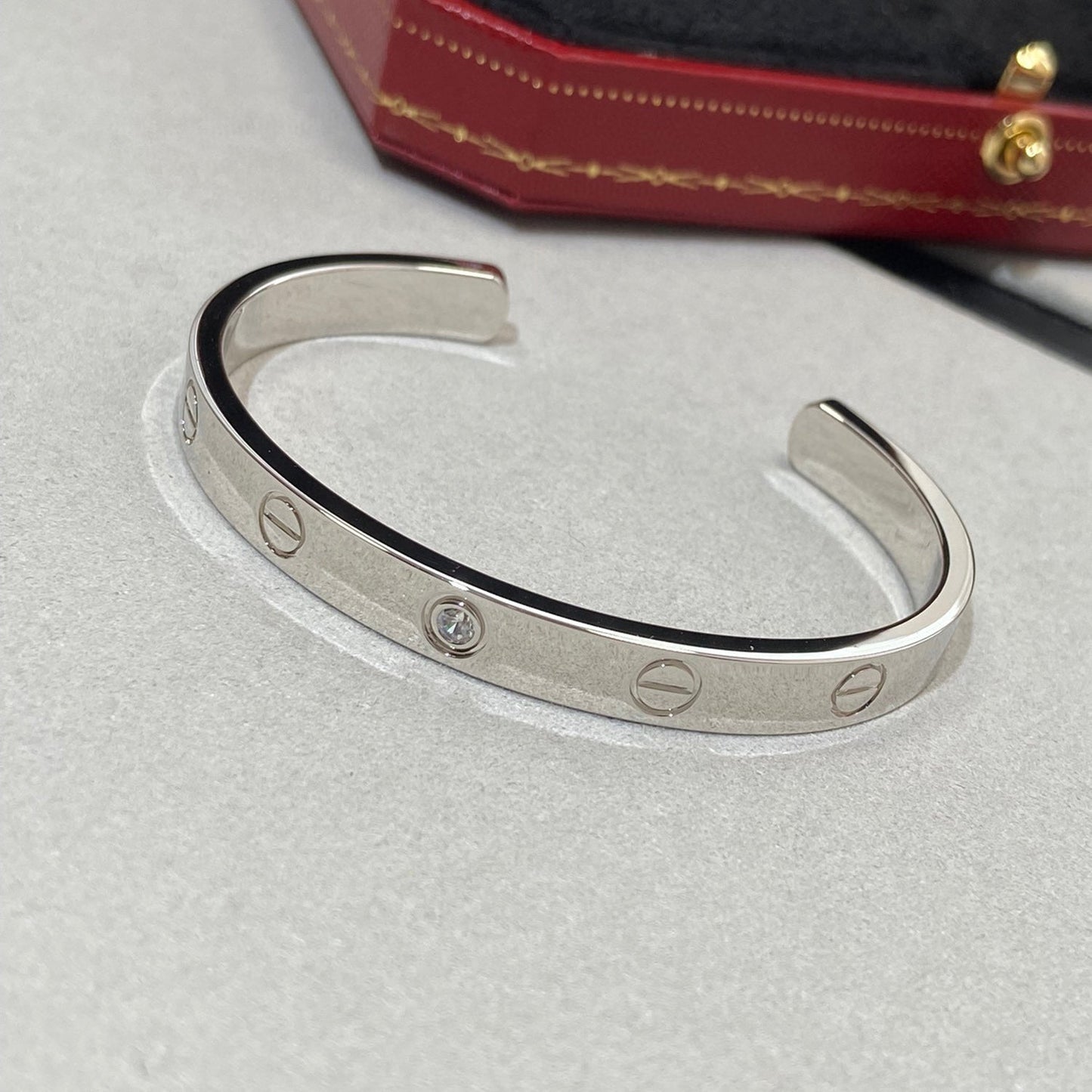 [Together Jewelry]LOVE BRACELET 6.1MM 1 DIAMOND OPEN CUFF