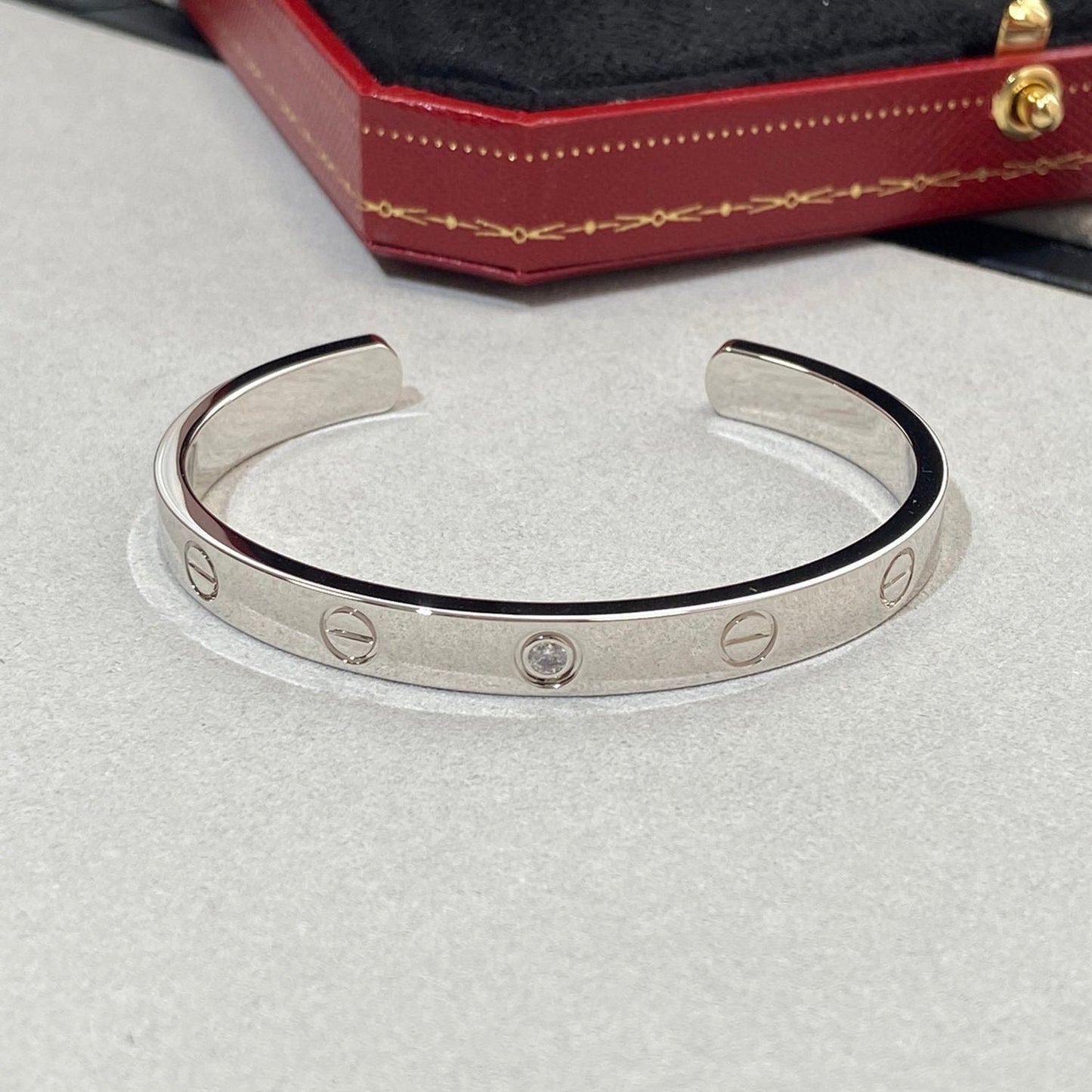 [Together Jewelry]LOVE BRACELET 6.1MM 1 DIAMOND OPEN CUFF