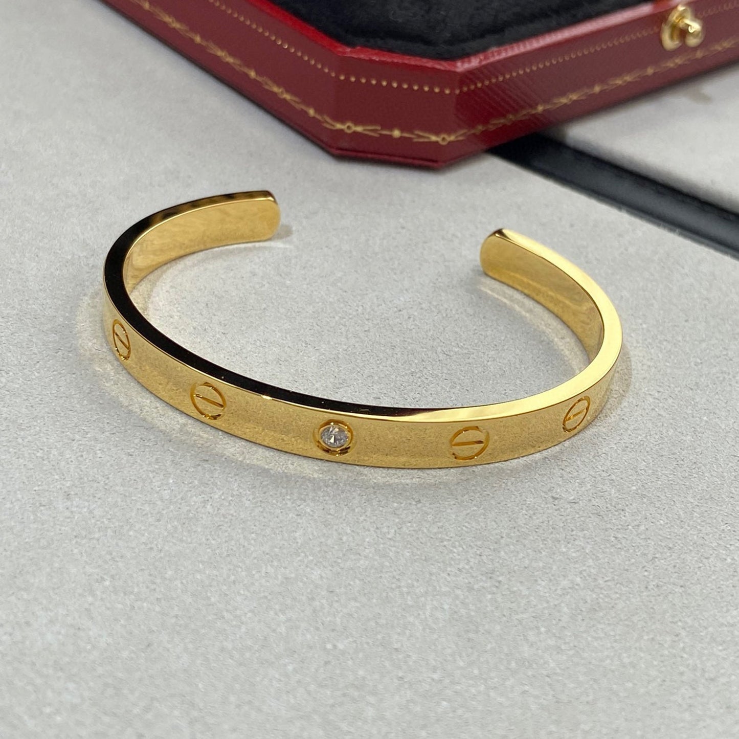 [Together Jewelry]LOVE BRACELET 6.1MM 1 DIAMOND OPEN CUFF