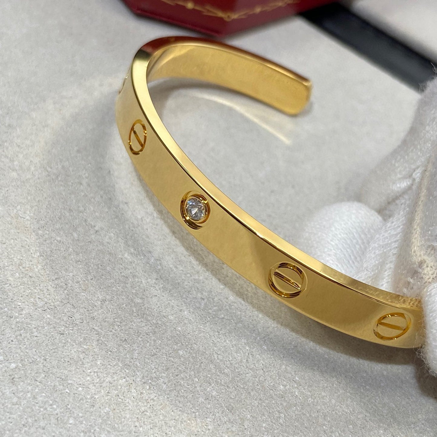 [Together Jewelry]LOVE BRACELET 6.1MM 1 DIAMOND OPEN CUFF