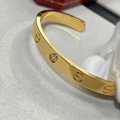 [Together Jewelry]LOVE BRACELET 6.1MM 1 DIAMOND OPEN CUFF