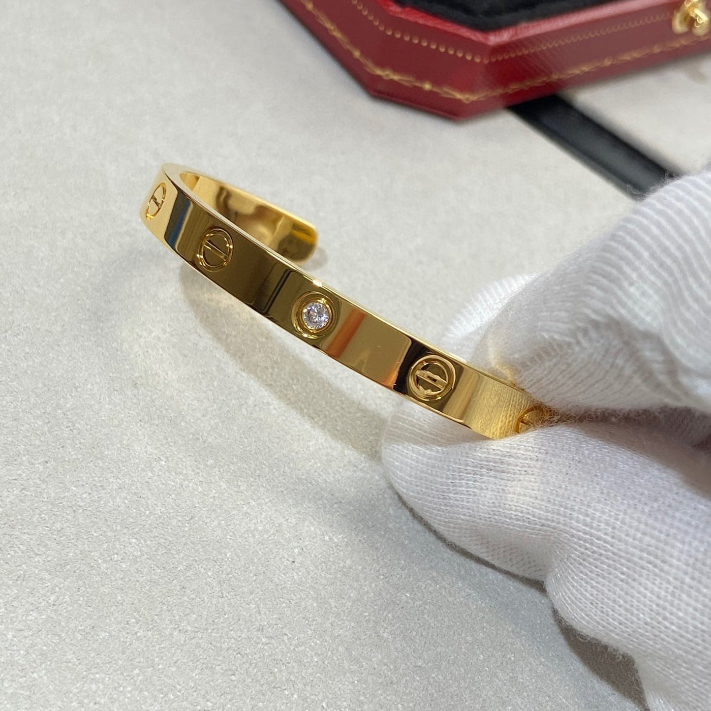 [Together Jewelry]LOVE BRACELET 6.1MM 1 DIAMOND OPEN CUFF
