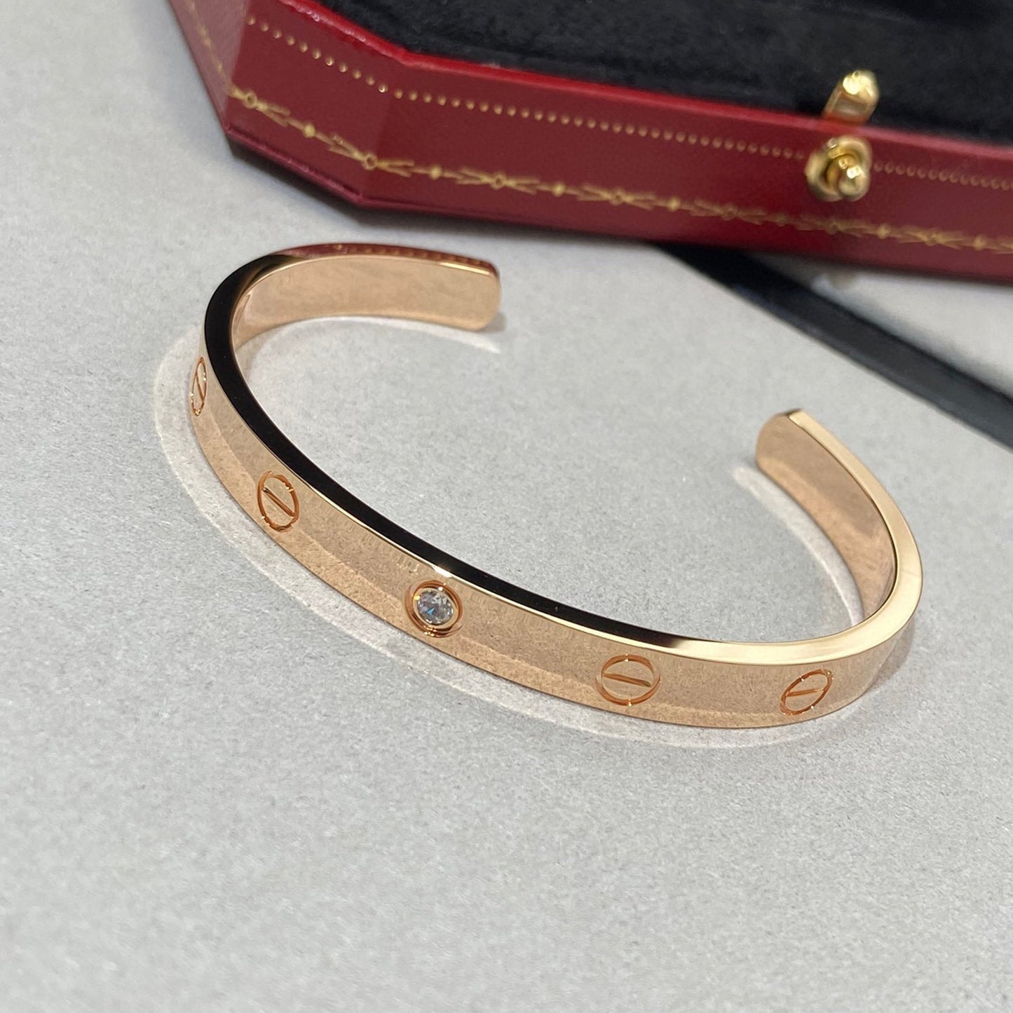 [Together Jewelry]LOVE BRACELET 6.1MM 1 DIAMOND OPEN CUFF