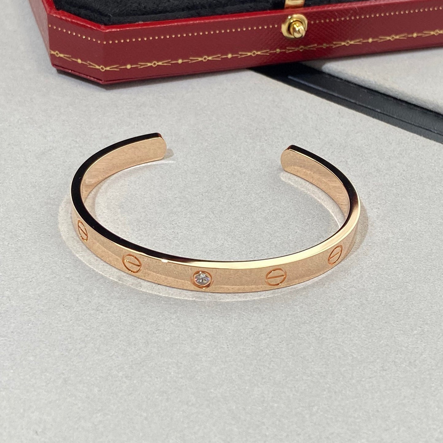 [Together Jewelry]LOVE BRACELET 6.1MM 1 DIAMOND OPEN CUFF