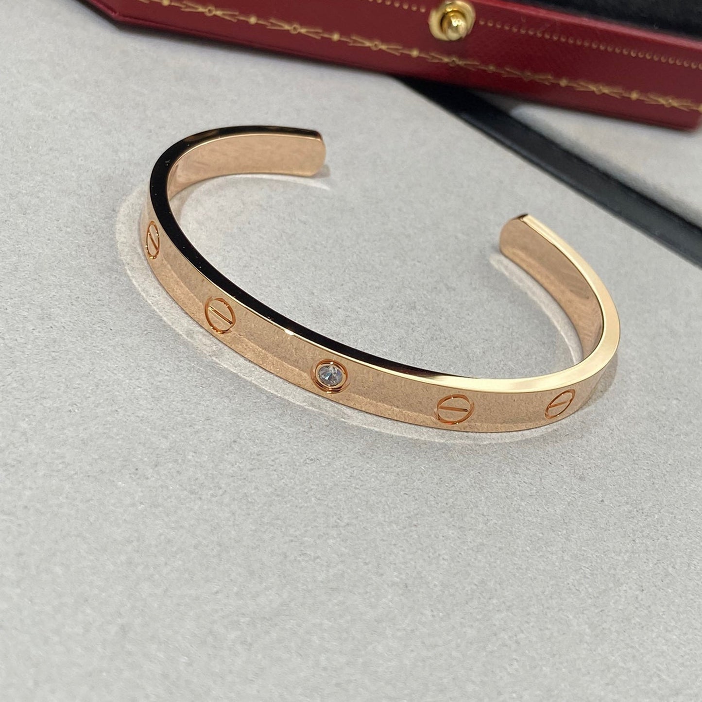 [Together Jewelry]LOVE BRACELET 6.1MM 1 DIAMOND OPEN CUFF