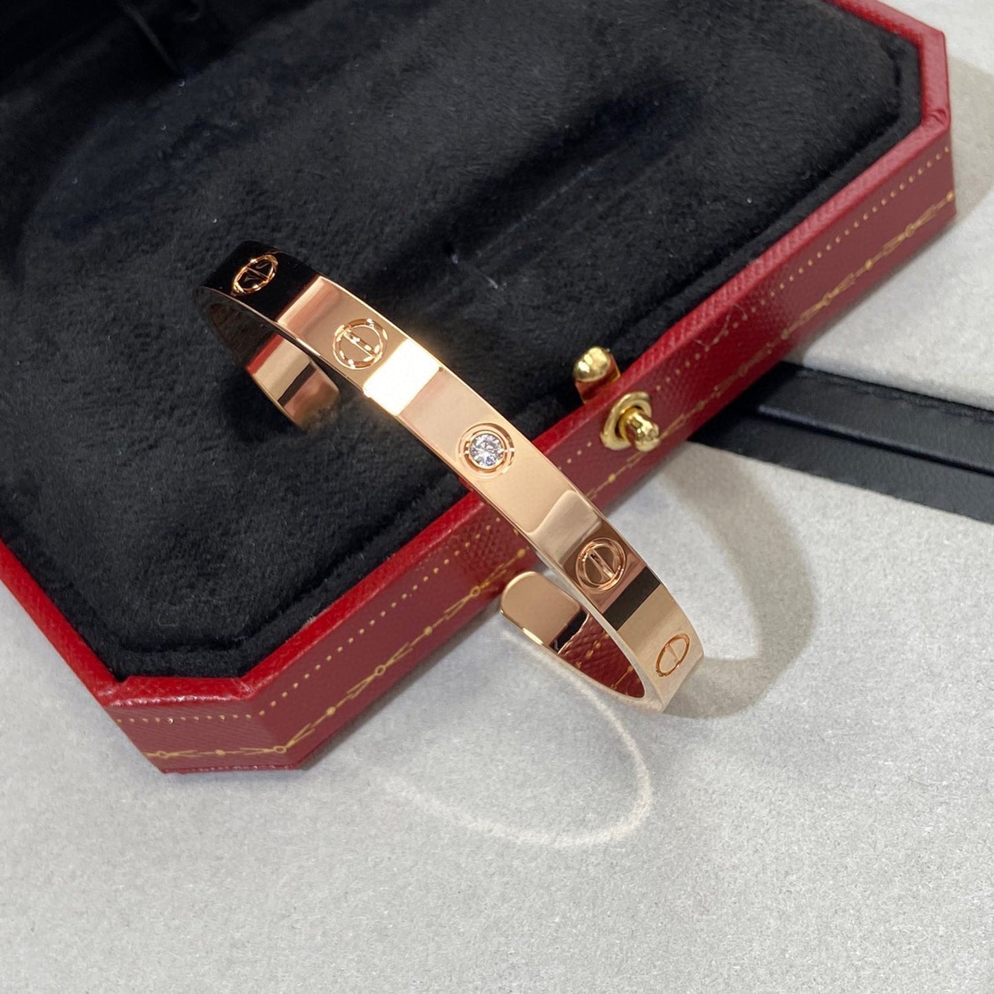 [Together Jewelry]LOVE BRACELET 6.1MM 1 DIAMOND OPEN CUFF