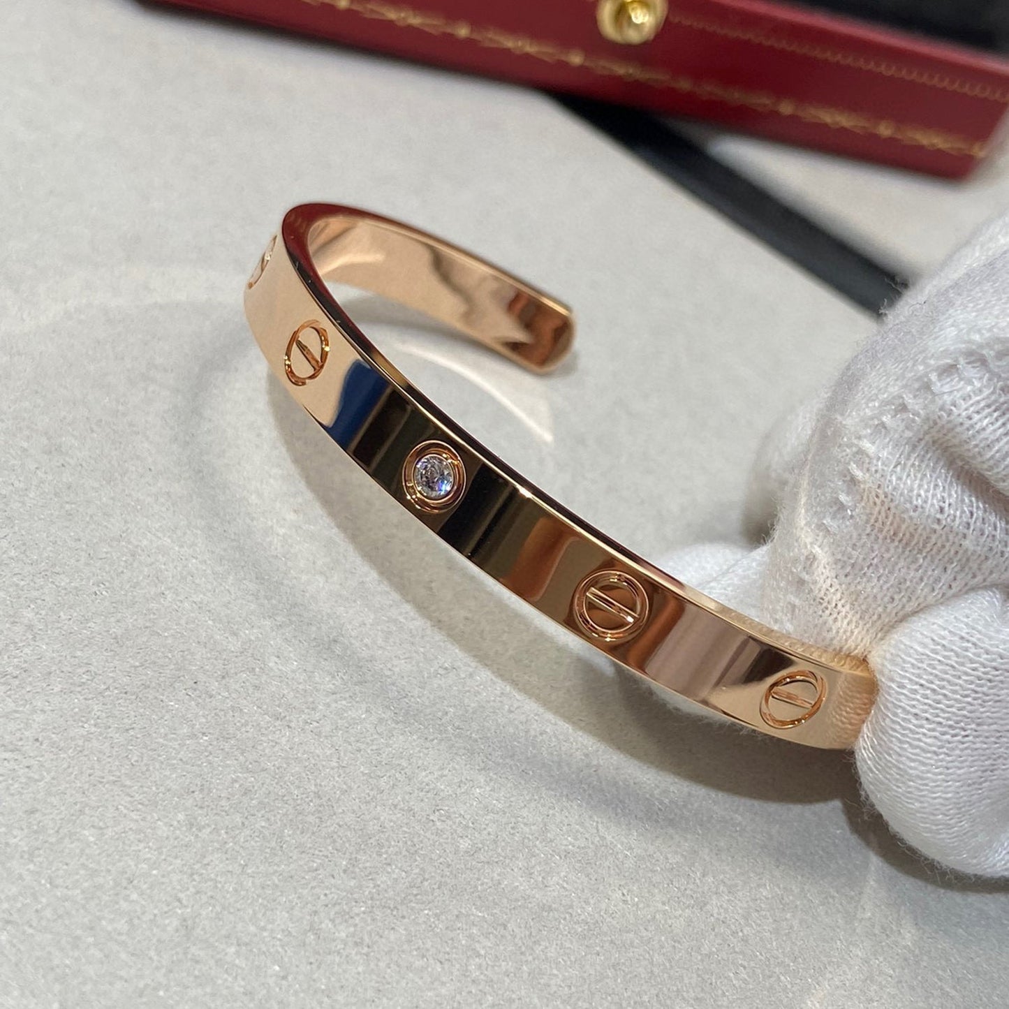 [Together Jewelry]LOVE BRACELET 6.1MM 1 DIAMOND OPEN CUFF