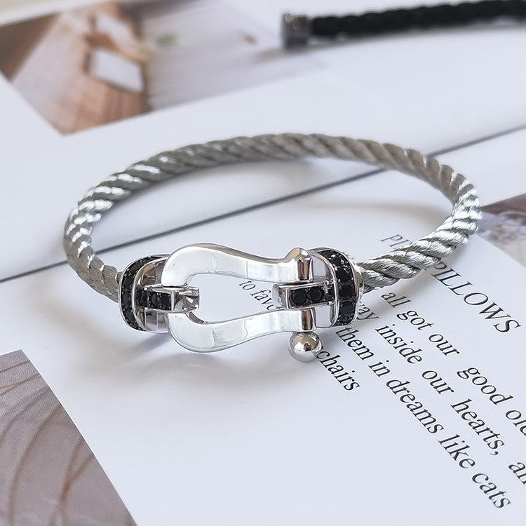 [Together Jewelry]FORCE LARGE HORSESHOE BLACK DIAMOND BRACELET SILVER