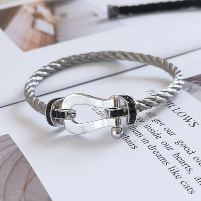 [Together Jewelry]FORCE LARGE HORSESHOE BLACK DIAMOND BRACELET SILVER