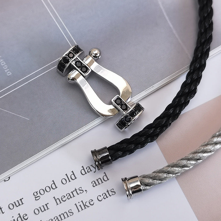 [Together Jewelry]FORCE LARGE HORSESHOE BLACK DIAMOND BRACELET SILVER