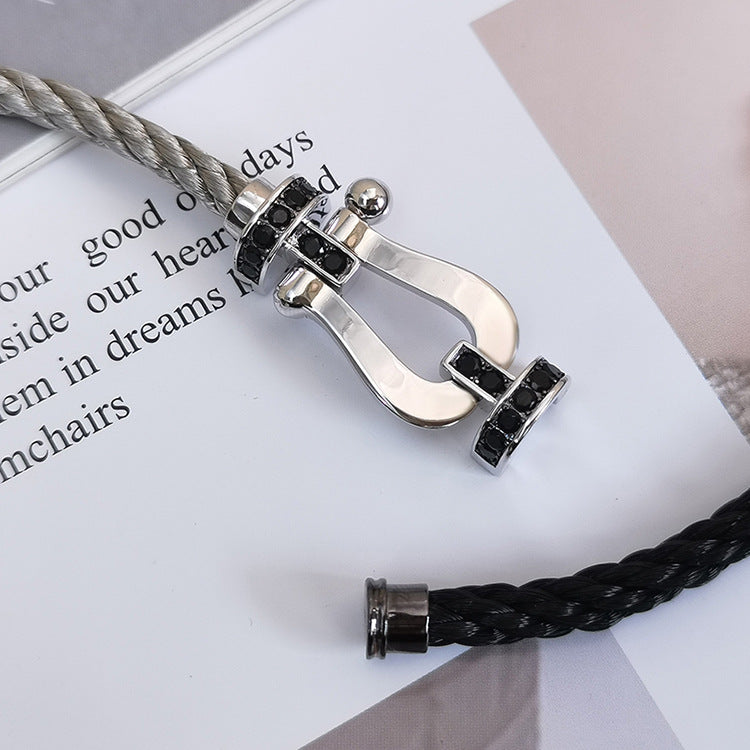 [Together Jewelry]FORCE LARGE HORSESHOE BLACK DIAMOND BRACELET SILVER