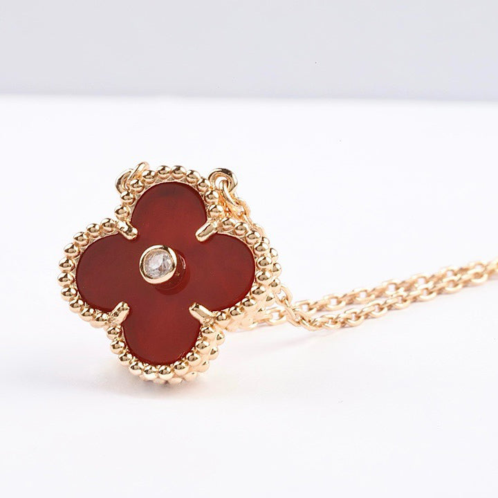 [Together]CLOVER 15MM DIAMOND CARNELIAN NECKLACE