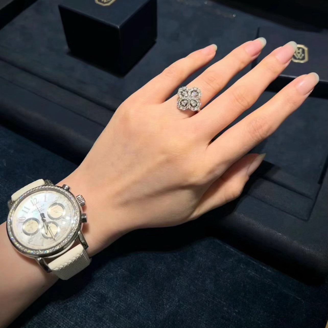 [Together Jewelry]LOOP RING FULL MOTIF DIAMOND 16MM SILVE
