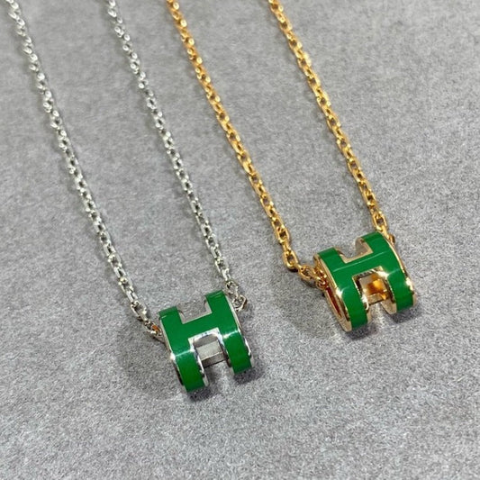 [Together Jewelry]POP H GREEN NECKLACE SILVER AND GOLD