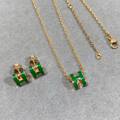 [Together Jewelry]POP H GREEN NECKLACE SILVER AND GOLD