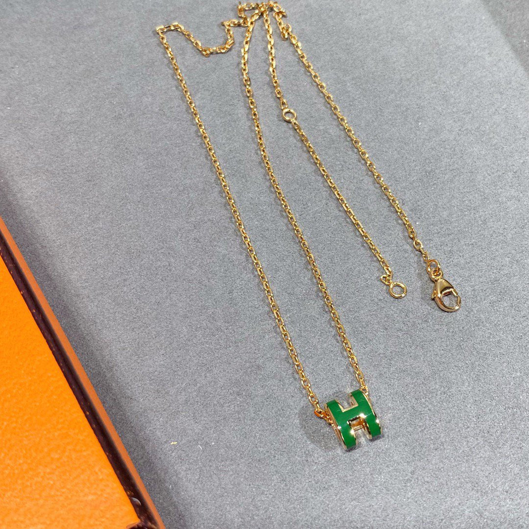 [Together Jewelry]POP H GREEN NECKLACE SILVER AND GOLD