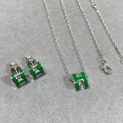 [Together Jewelry]POP H GREEN NECKLACE SILVER AND GOLD