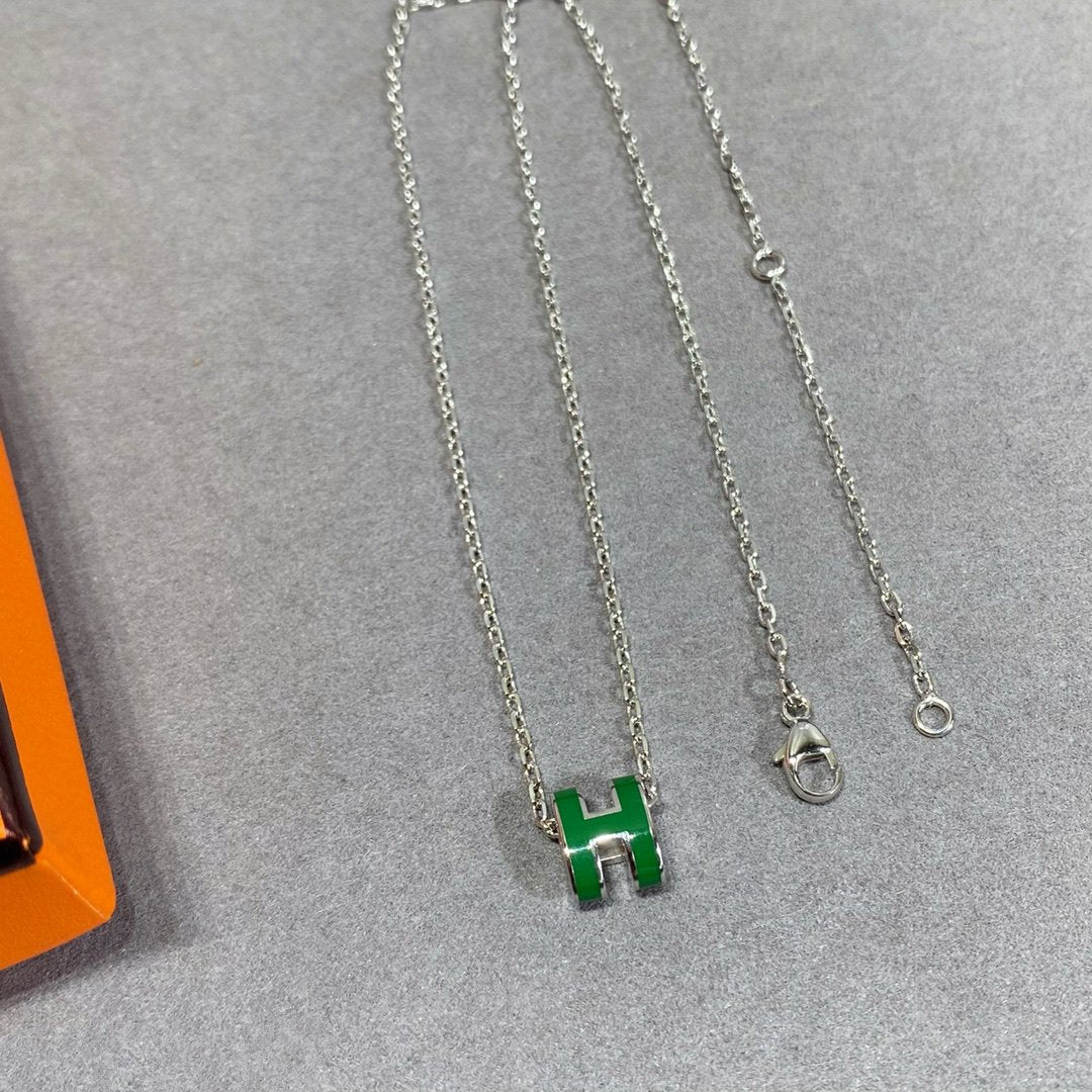 [Together Jewelry]POP H GREEN NECKLACE SILVER AND GOLD