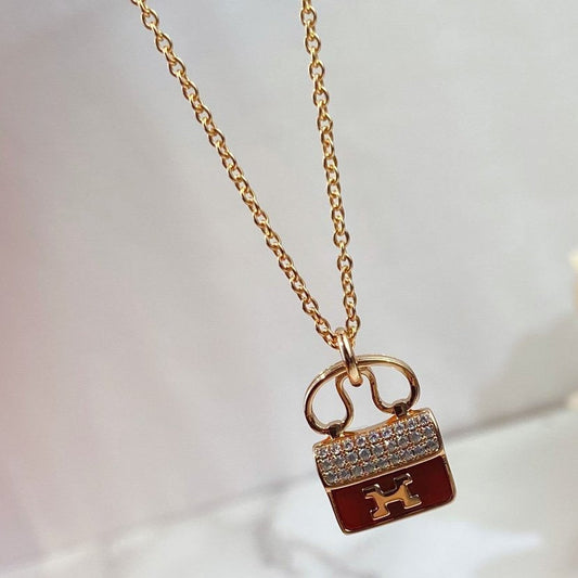 [Together Jewelry]CONSTANCE RED PEDANT PINK GOLD NECKLACE