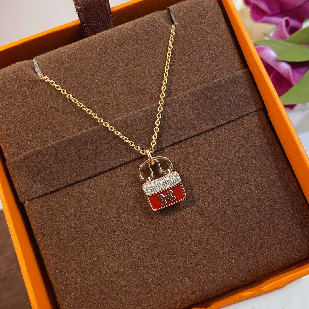[Together Jewelry]CONSTANCE RED PEDANT PINK GOLD NECKLACE