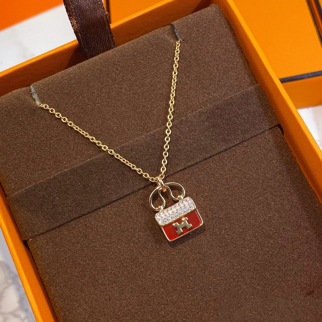 [Together Jewelry]CONSTANCE RED PEDANT PINK GOLD NECKLACE
