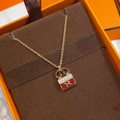 [Together Jewelry]CONSTANCE RED PEDANT PINK GOLD NECKLACE