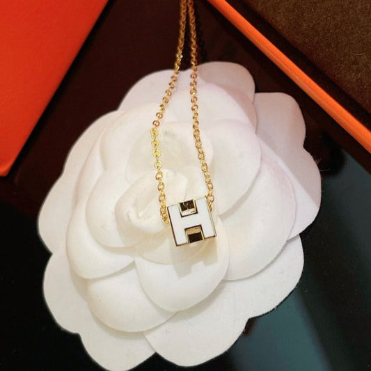 [Together Jewelry]H WHITE SQUARE GOLD NECKLACE