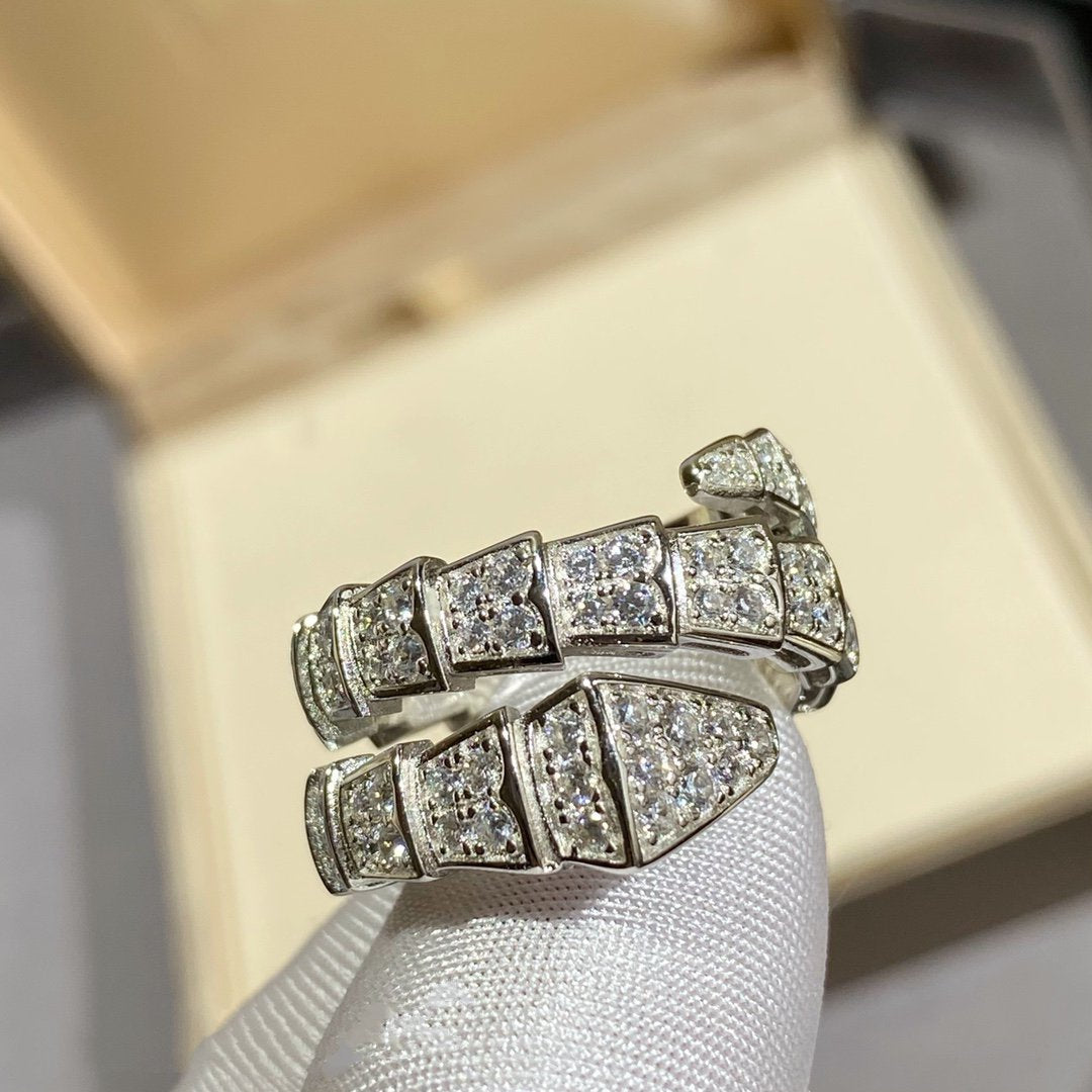 [Together Jewelry]SERPENTI DOUBLE RING SILVER DIAMOND PAVED