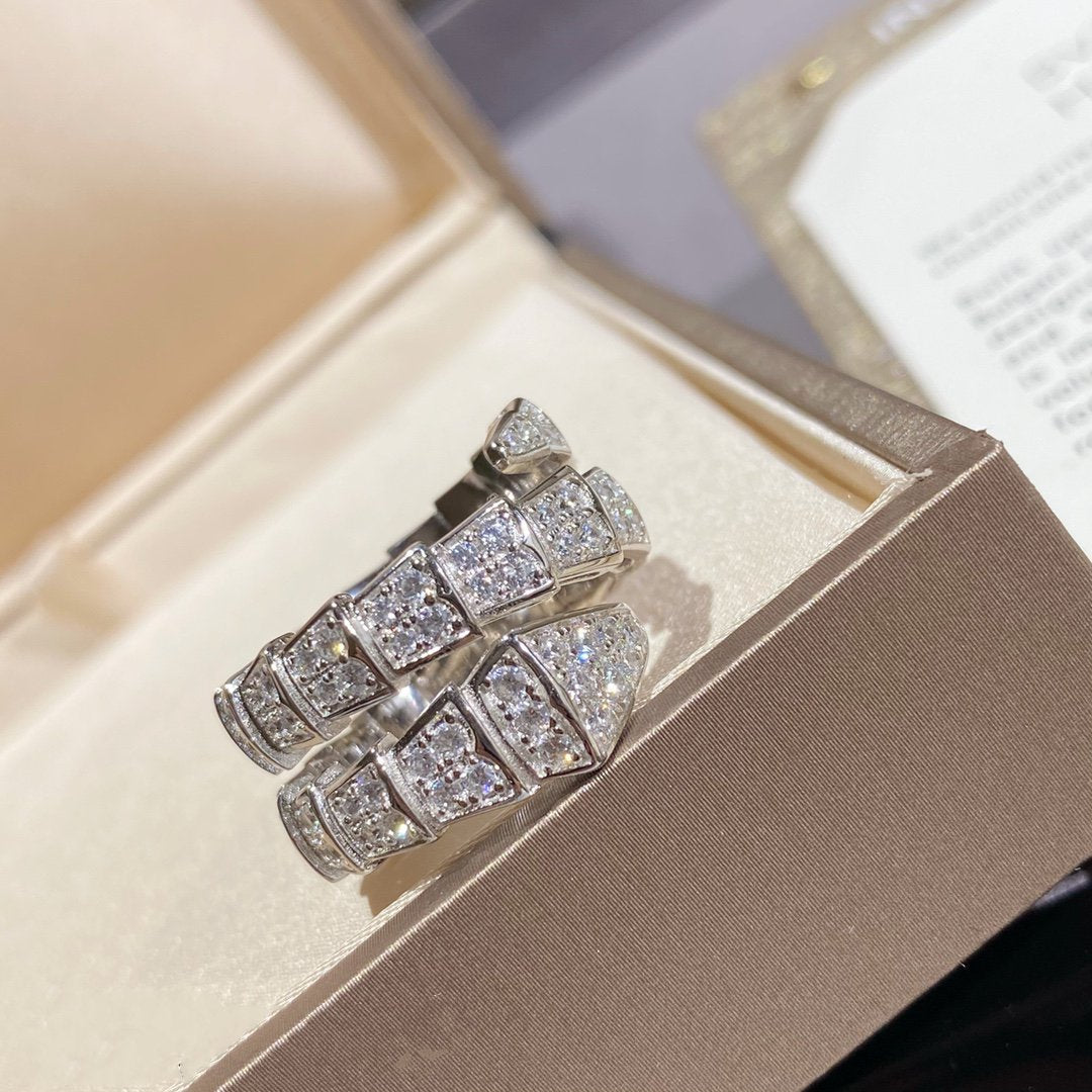 [Together Jewelry]SERPENTI DOUBLE RING SILVER DIAMOND PAVED