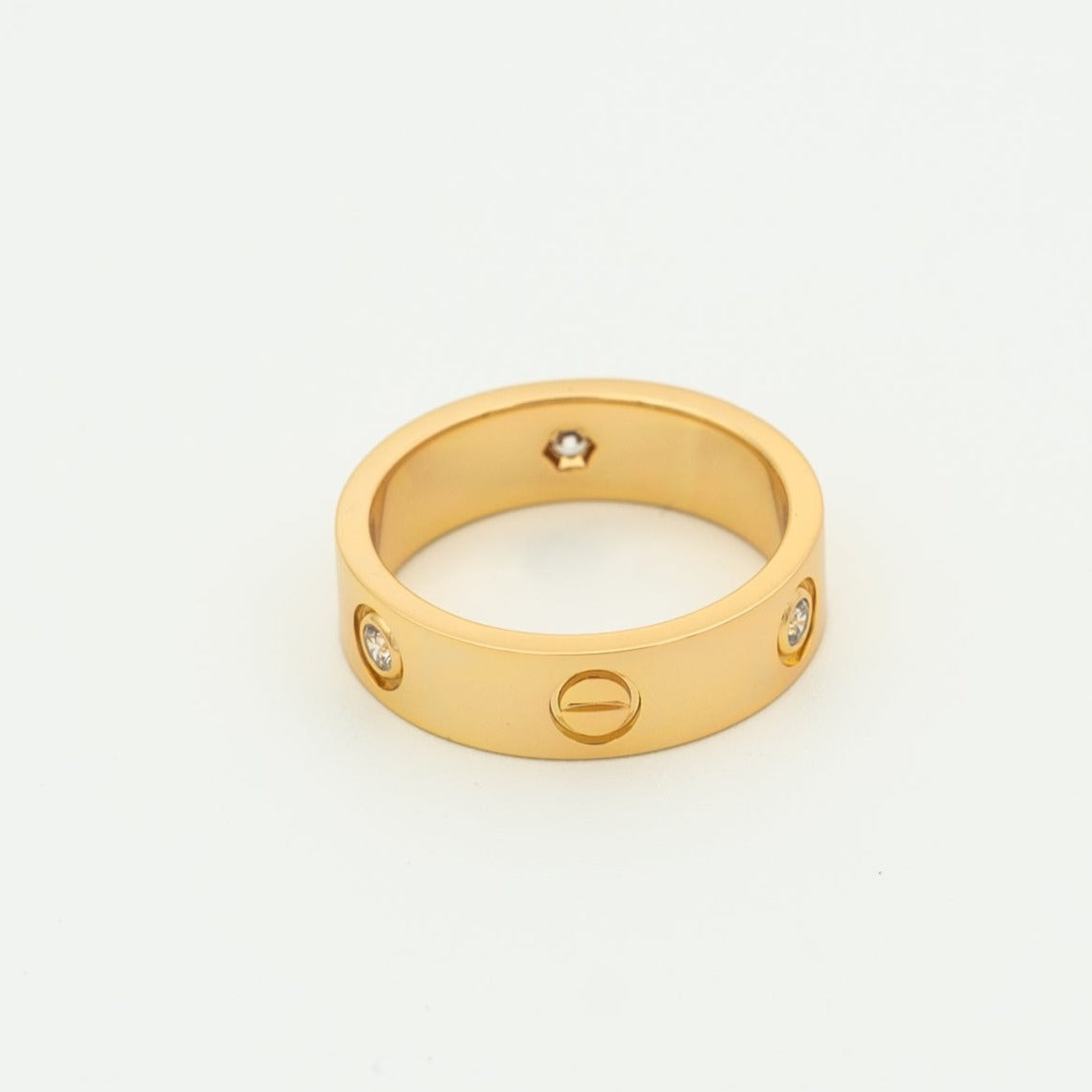 [Together Jewelry]LOVE RING 5.5MM 3 DIAMONDS PINK GOLD